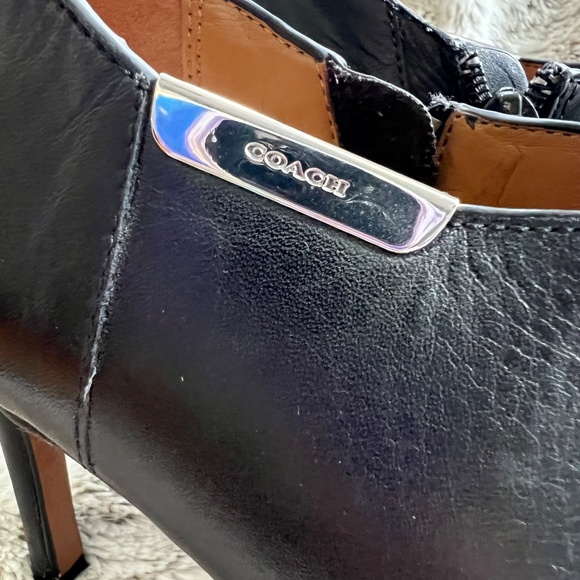 Coach Black Leather Stiletto Ankle Boots Shoes Size 6 - Picture 3 of 9